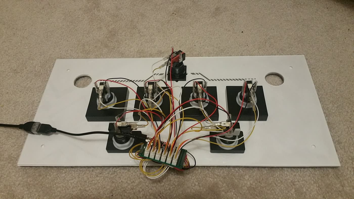 Buttons wired to the I/O board under the top panel